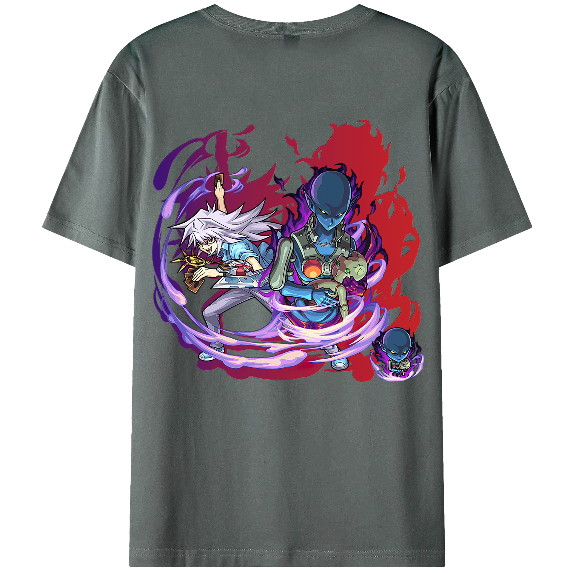 （画像用） 遊☆戯☆王 Yu-Gi-Oh! 綿100％ メンズ半袖Tシャツ（バックプリント） 通気性